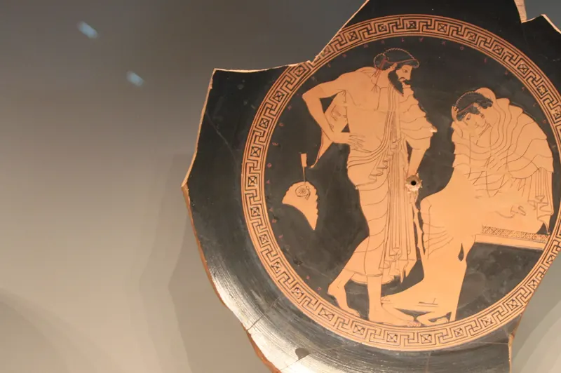 A fragment of a red-figure cup, Athens, about 490 BC